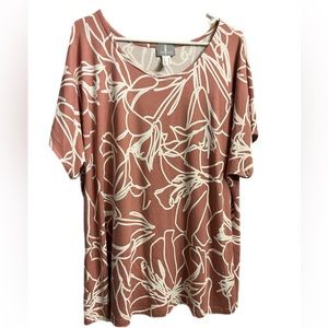 Woman’s plus size pink white floral short sleeve top viscose/elastane size 18